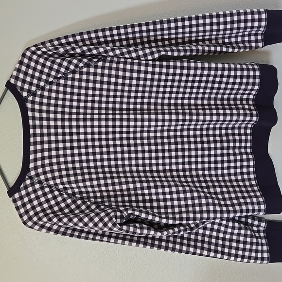 Draper James Navy Gingham Sweatshirt Size Large - Picture 2 of 7